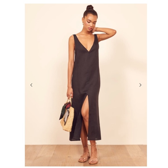 Reformation Dresses & Skirts - NEW Reformation Monique Black Linen Dress Size L